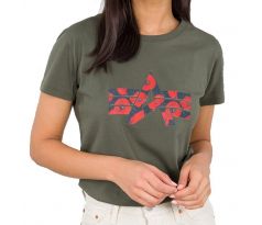 Alpha Industries Dámske tričko Flock Flower Print T Wmn dark olive