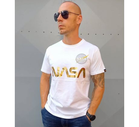 Alpha Industries tričko NASA Reflective T wite/gold